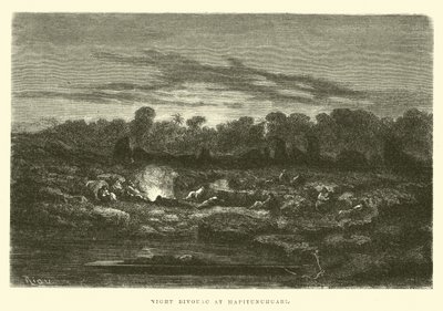Bivouac nocturno en Mapitunuhuari de Edouard Riou